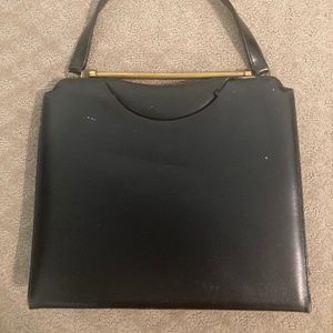 Vintage Original by Caprice Black Leather Purse with Gold Metal Detail